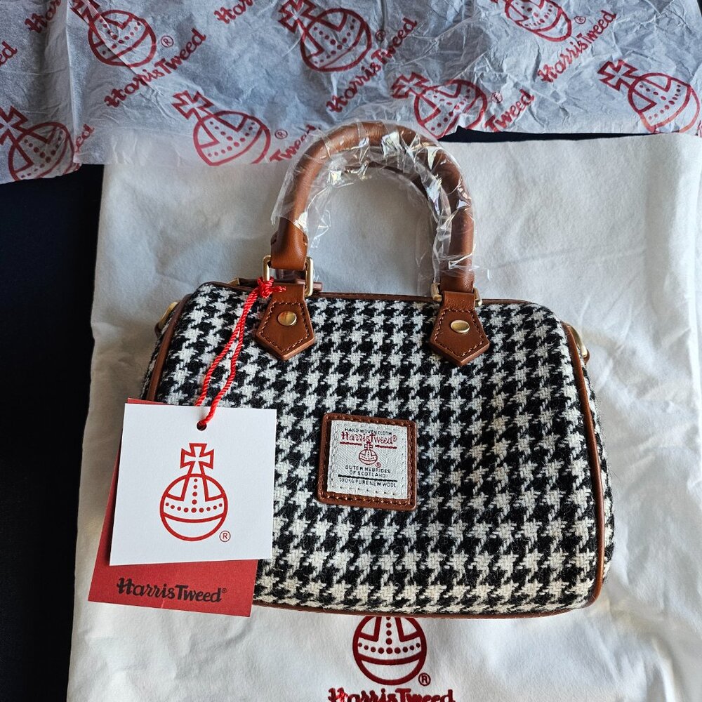 NWT Harris Tweed Crossbody bag Mini Bowling Handbag